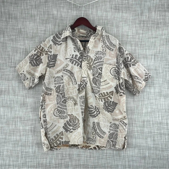 Go Barefoot Mens Size L reverse print hawaiian pullover shirt *flaws* 2240 - Picture 1 of 9